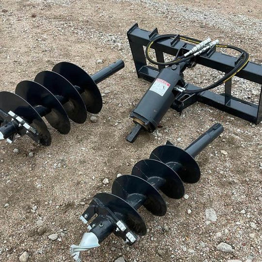 Heavy Duty JCT Skid Steer/Tractor Auger Quick Attach w/ 12" & 18" Bits